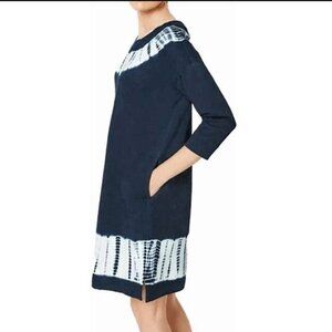 PureJill Tie Dye Sweatshirt Dress Sz XL 100% Organic Cotton 3/4 Sleeve Pockets